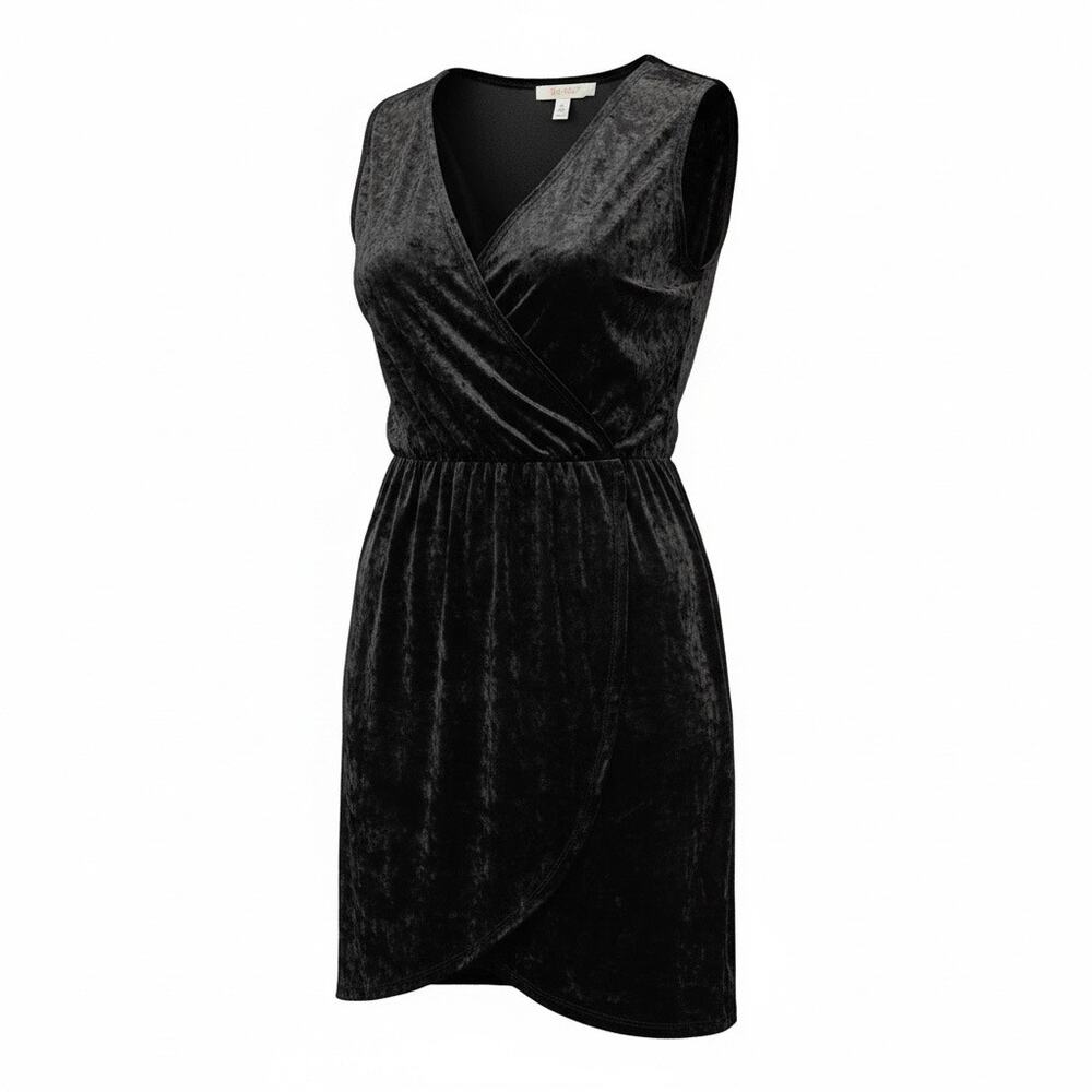 Vocal Black Crushed Velvet Wrap Dress NWT Women’s Size XL